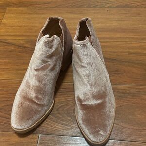 Dolce Vita Velvet Ankle Booties in Tan